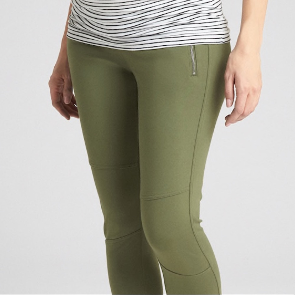 GAP Maternity Full Panel Moto Zip Leggings PonteXS
